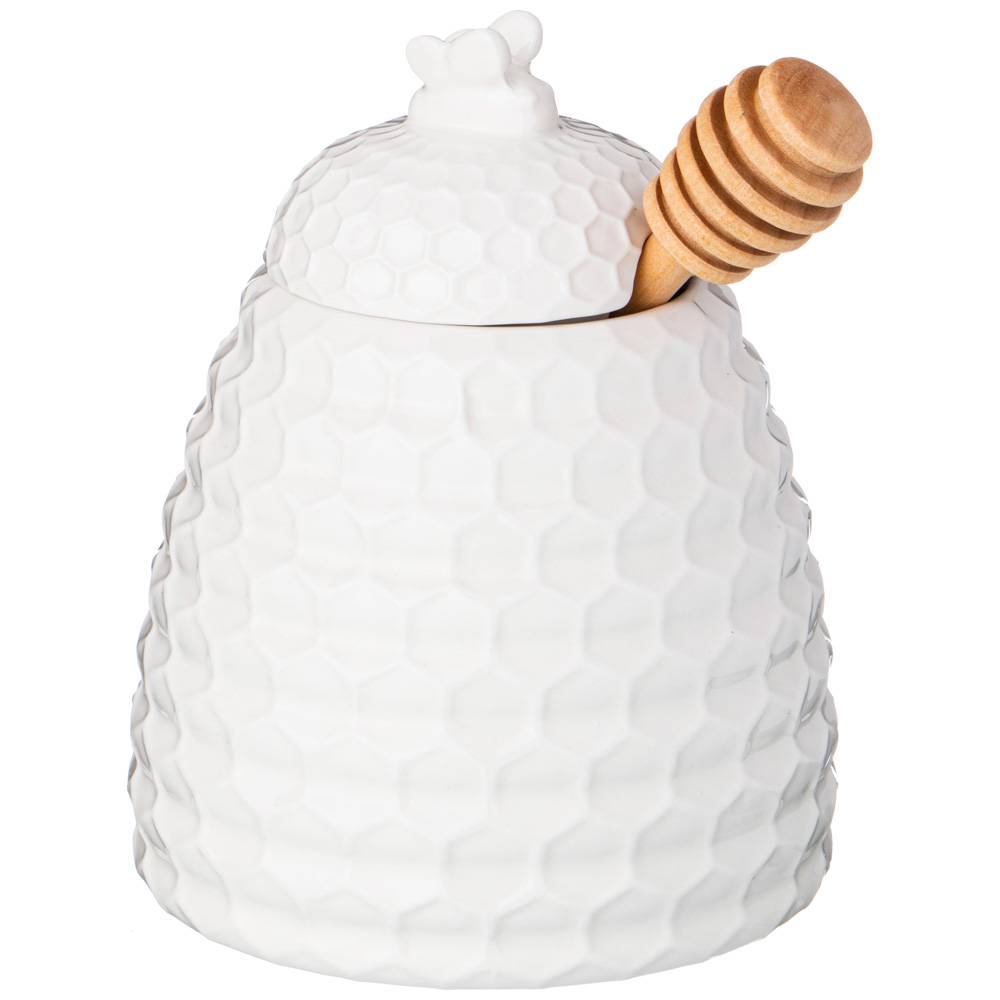 БАНКА ДЛЯ МЕДА LEFARD С ДЕРЕВ. ЛОЖКОЙ 400 МЛ, КОР=24ШТ.