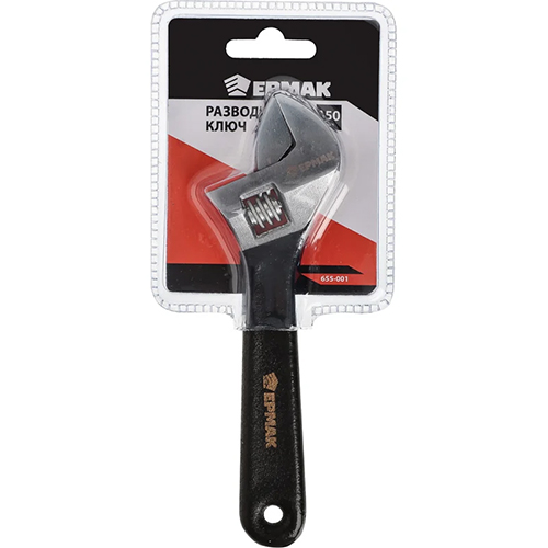 Ключ разводной 150мм, обрезин. черн. ручка, никелированный, 1/48