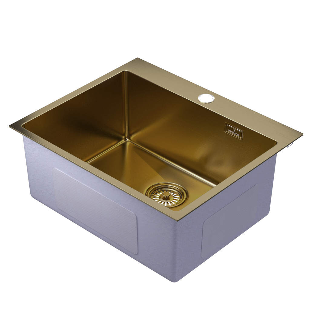 Мойка настол.монтаж 60х50, 3, 0 вып 3 1/2 MIXLINE PRO 22см с сифоном, золото