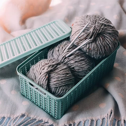 Коробка 3 л IDEA ВЯЗАНИЕ М 2369, с крышкой, фисташковый