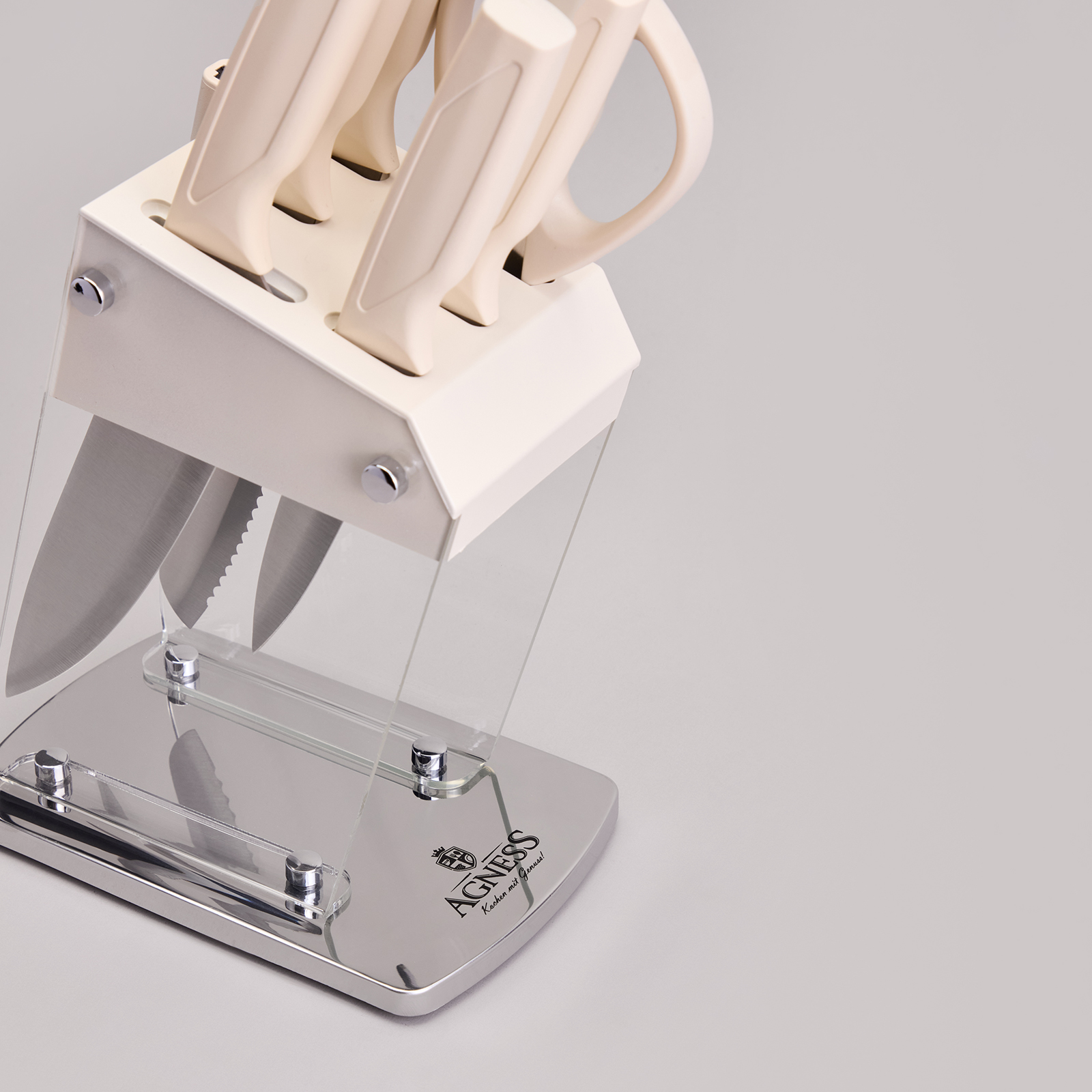 НАБОР НОЖЕЙ AGNESS  НА ПЛАСТИКОВОЙ ПОДСТАВКЕ, 7 ПРЕДМЕТОВ