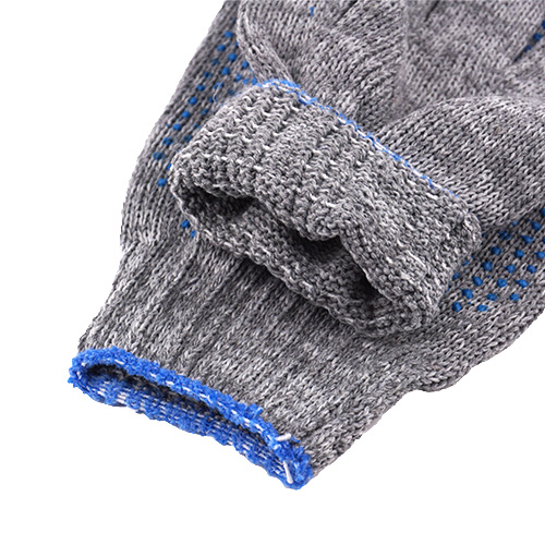 Перчатки х/б серые 7,5 кл, 6-нит ЛЮКС с ПВХ, 10/200