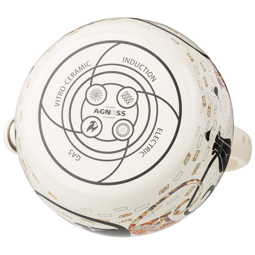 ЧАЙНИК AGNESS ЭМАЛИРОВАННЫЙ СО СВИСТКОМ, СЕРИЯ, ПАРИЖСКИЕ КОТЫ, 2, 2Л, ИНДУКЦИОННОЕ ДНО