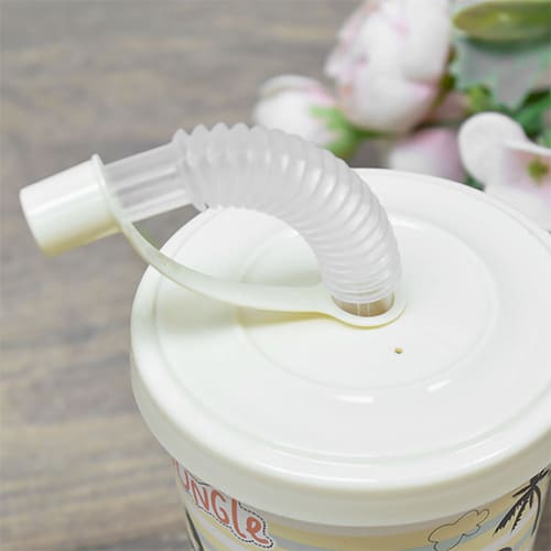 Стакан детский с крышкой, трубочкой и колпачком, 280 мл, с декором Кошечка, светло-бежевый