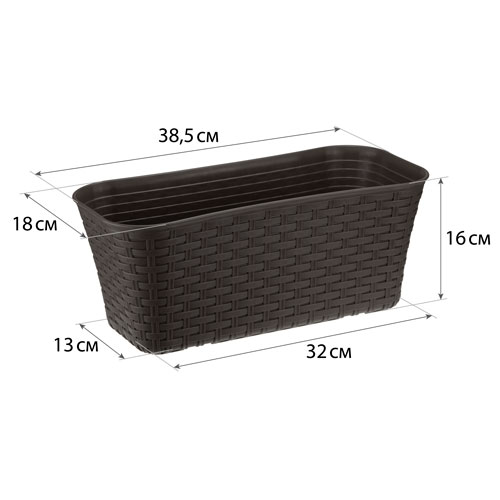 Ящик балконный 400 мм IDEA РОТАНГ М 3225, коричневый ротанг