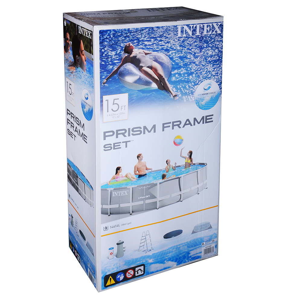 INTEX Бассейн каркасный призматический, 457х107 см, встроенный фильтр-насос, 26724NP