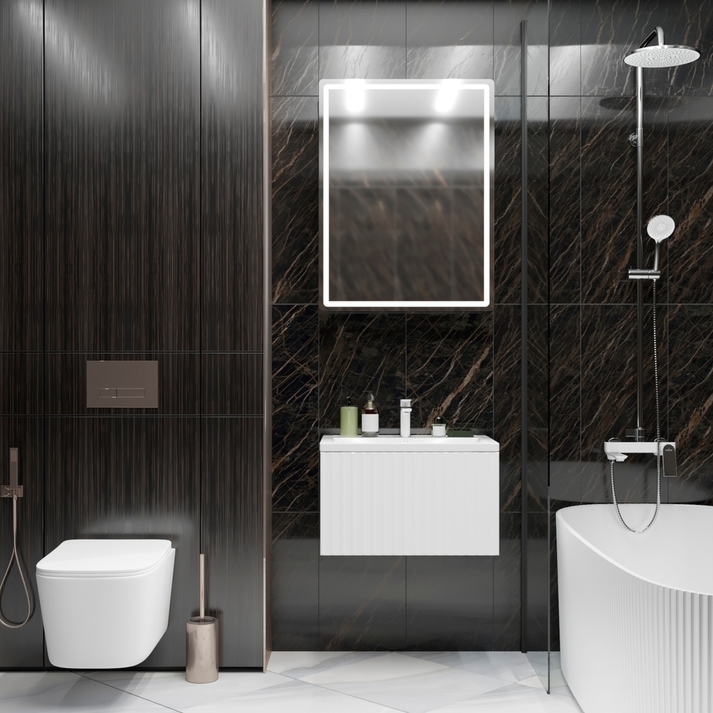 Тумба д/ванной, ВЕКТОР-60,  ОТДЕЛЬНО ПРИОБРЕТАЕТСЯ РАКОВИНА подвесная, push-to-open, под раковину Марго-60, MIXLINE, ПВХ, раковина в комплект не входит