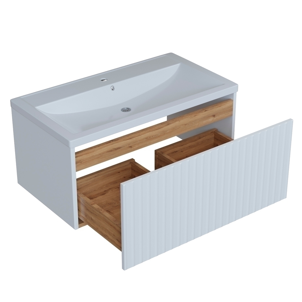 Тумба д/ванной, ВЕКТОР-80,  ОТДЕЛЬНО ПРИОБРЕТАЕТСЯ РАКОВИНА подвесная, push-to-open, под раковину Марго-80, MIXLINE, ПВХ, раковина в комплект не входит