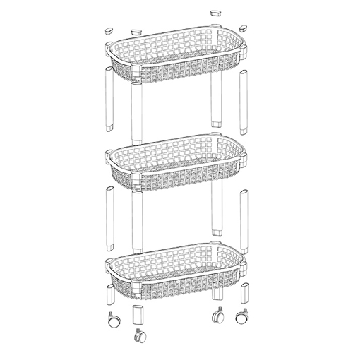 Полка овощная на колесах IDEA М 2730, 3 секции, белая