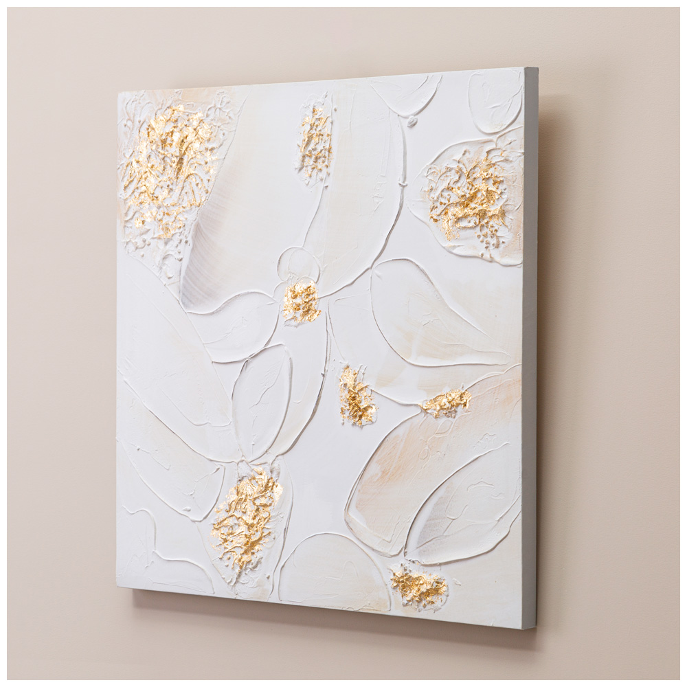 Картина, АБСТРАКЦИЯ ЗОЛОТО НА БЕЛОМ, 60Х60Х3 см