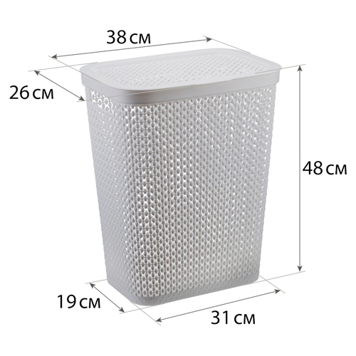 Корзина для белья 35л ПИРУЛА, смоки, 1/5