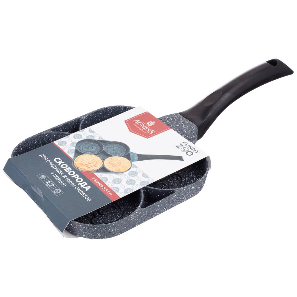 СКОВОРОДА AGNESS, СМАЙЛ, С, МРАМОРНЫМ, АНТИПРИГАР.ПОКРЫТИЕМ ДИА. 18, 5 СМ, ВЫСОТА 2, 5СМ