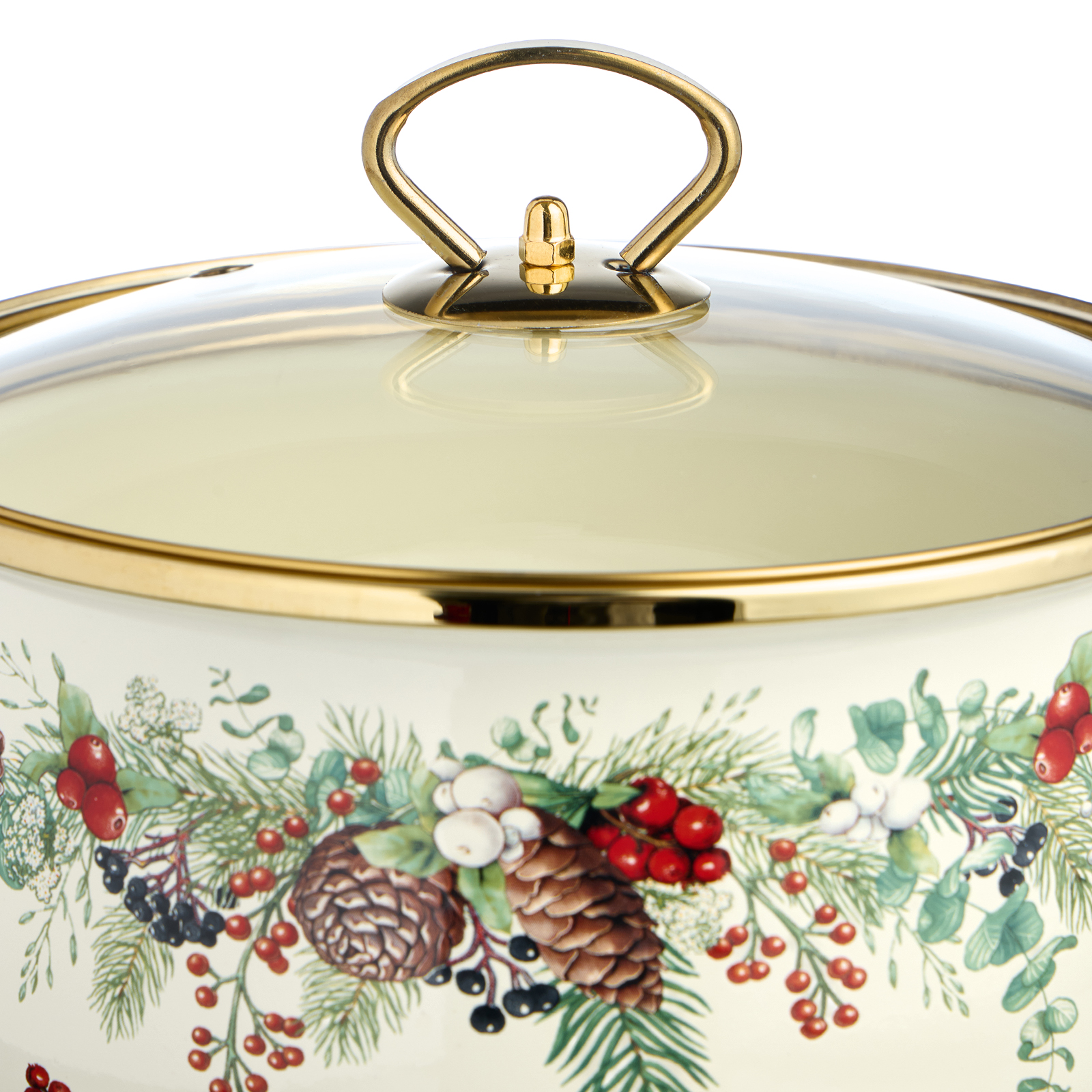 КАСТРЮЛЯ ЭМАЛИРОВАННАЯ AGNESS СО СТЕКЛЯННОЙ КРЫШКОЙ СЕРИЯ, CELEBRATION,  3.6 Л, 22*13 СМ