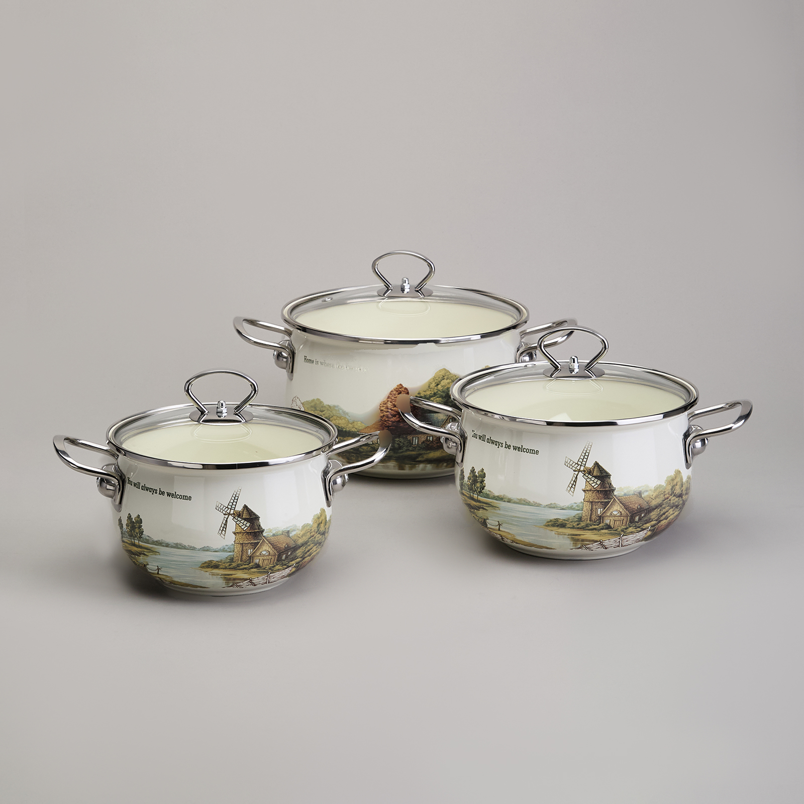 НАБОР КАСТРЮЛЬ ЭМАЛИРОВАННЫЙ, СЕРИЯ, FAMILY HOUSE, 6ПР. 2, 0/2, 8/3, 8Л ДИА.18/20/22СМ