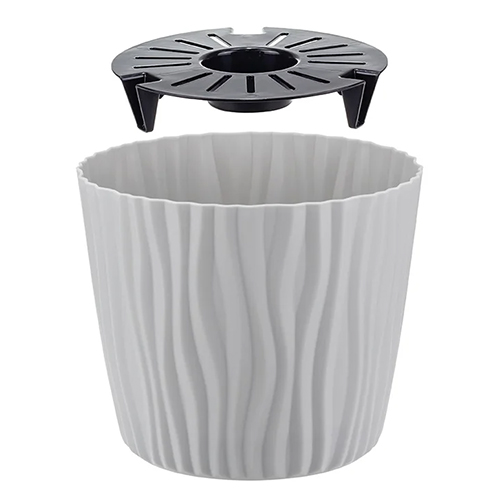Горшок для цветов Волна d-160мм 2л с вкладышем, кремовый, 1/12