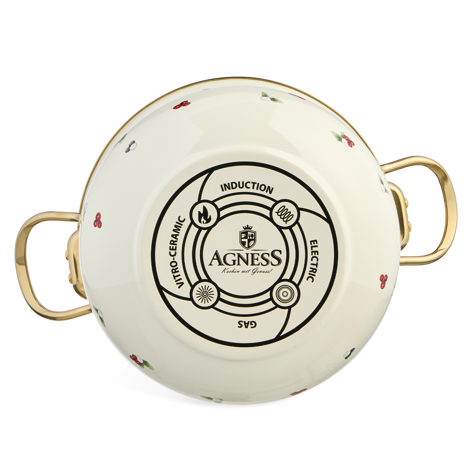 КАСТРЮЛЯ ЭМАЛИРОВАННАЯ AGNESS СО СТЕКЛЯННОЙ КРЫШКОЙ СЕРИЯ, CELEBRATION,  3.6 Л, 22*13 СМ