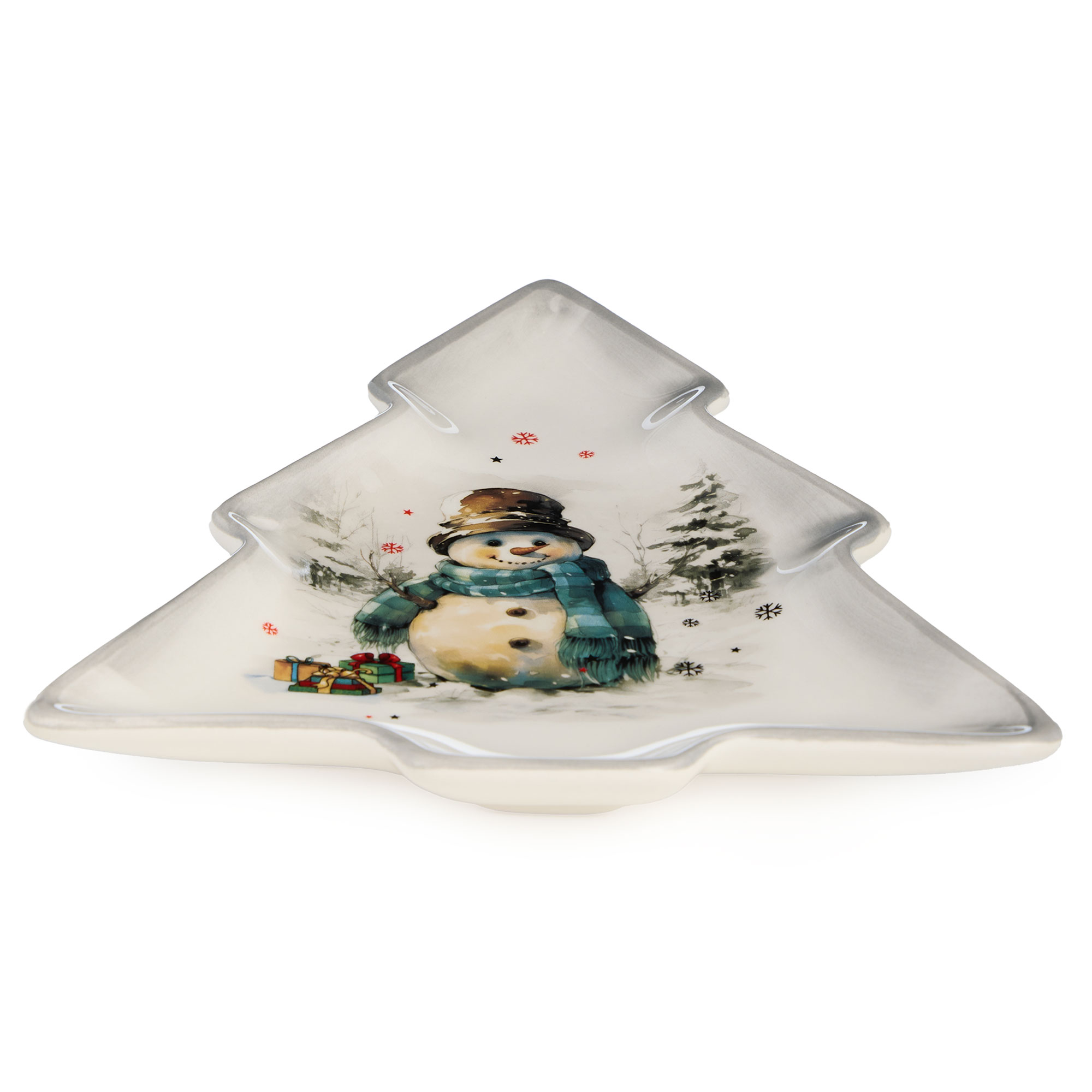 ТАРЕЛКА В ФОРМЕ ЕЛКИ AGNESS, С НОВЫМ ГОДОМ!, 23*20, 2*2, 2 СМ, КОР=24ШТ.