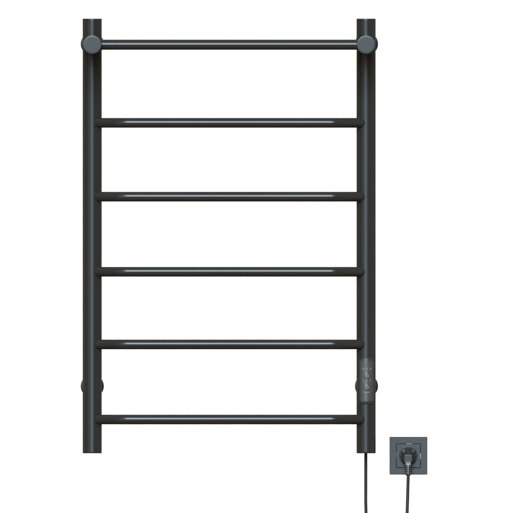 Полотенцесушитель MIXLINE MIRA 80х50, таймер, 336 Вт, 5 перекладин + ПОЛКА электрический ГРАФИТ