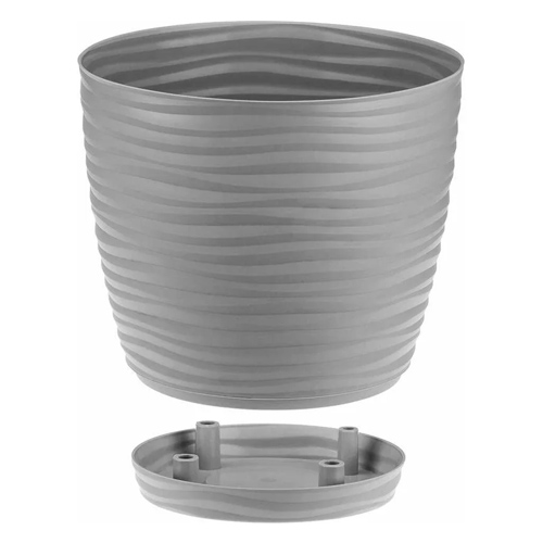 Горшок для цветов Дюна d-150мм 1,7л серый, с поддоном, 1/22