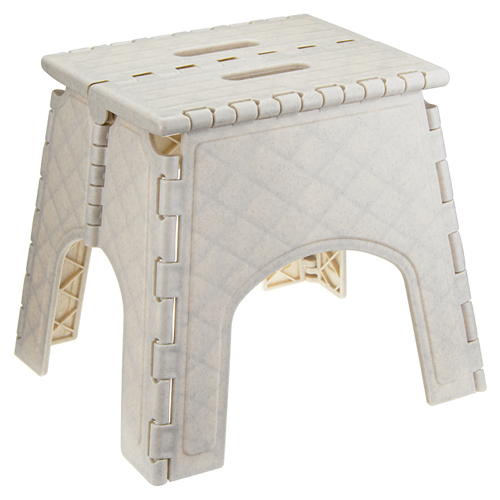 Табурет пластмассовый универсальный складной, беж. мрамор, 1/8