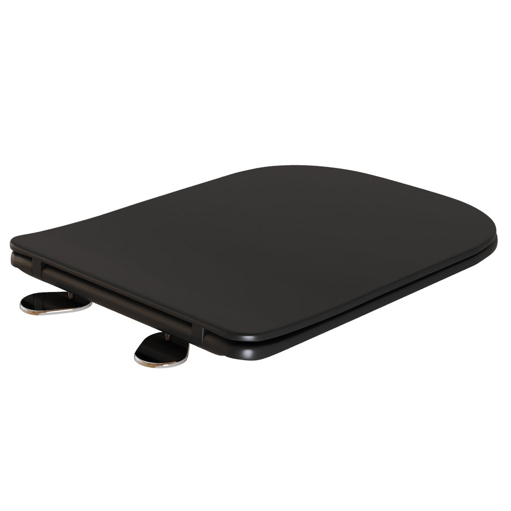 Сиденье для унитаза  WAVE QUADRO дюропласт, микролифт ЧЕРНЫЙ матовый