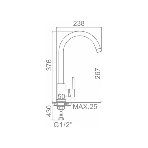 Смеситель для кухни LEDEME 74998А-3 шар нерж. сталь, 1/10