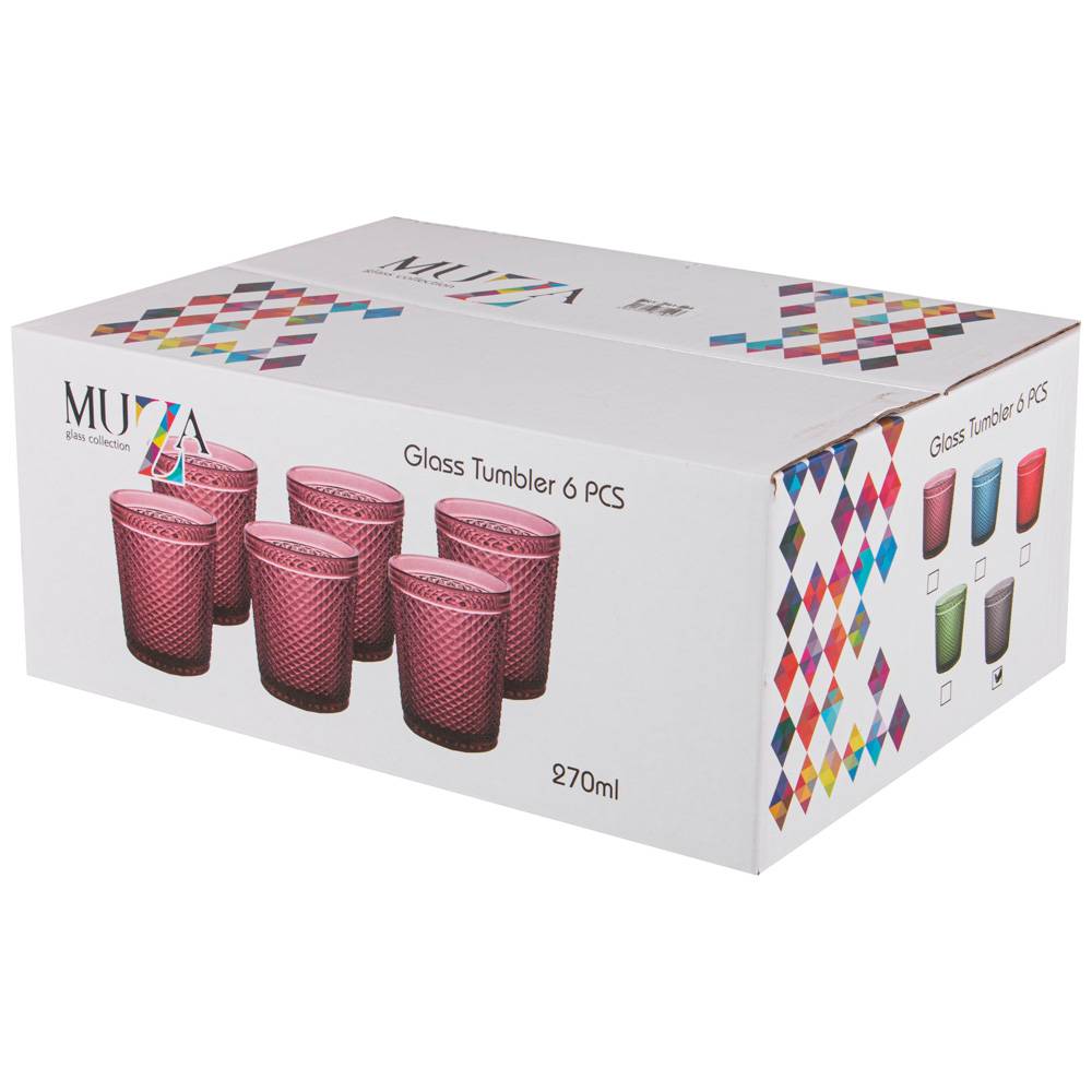 НАБОР СТАКАНОВ, ГРАНАТ, ИЗ 6ШТ. СЕРИЯ, MUZA COLOR, 280МЛ. / В=10 СМ, КОР=6НАБ.