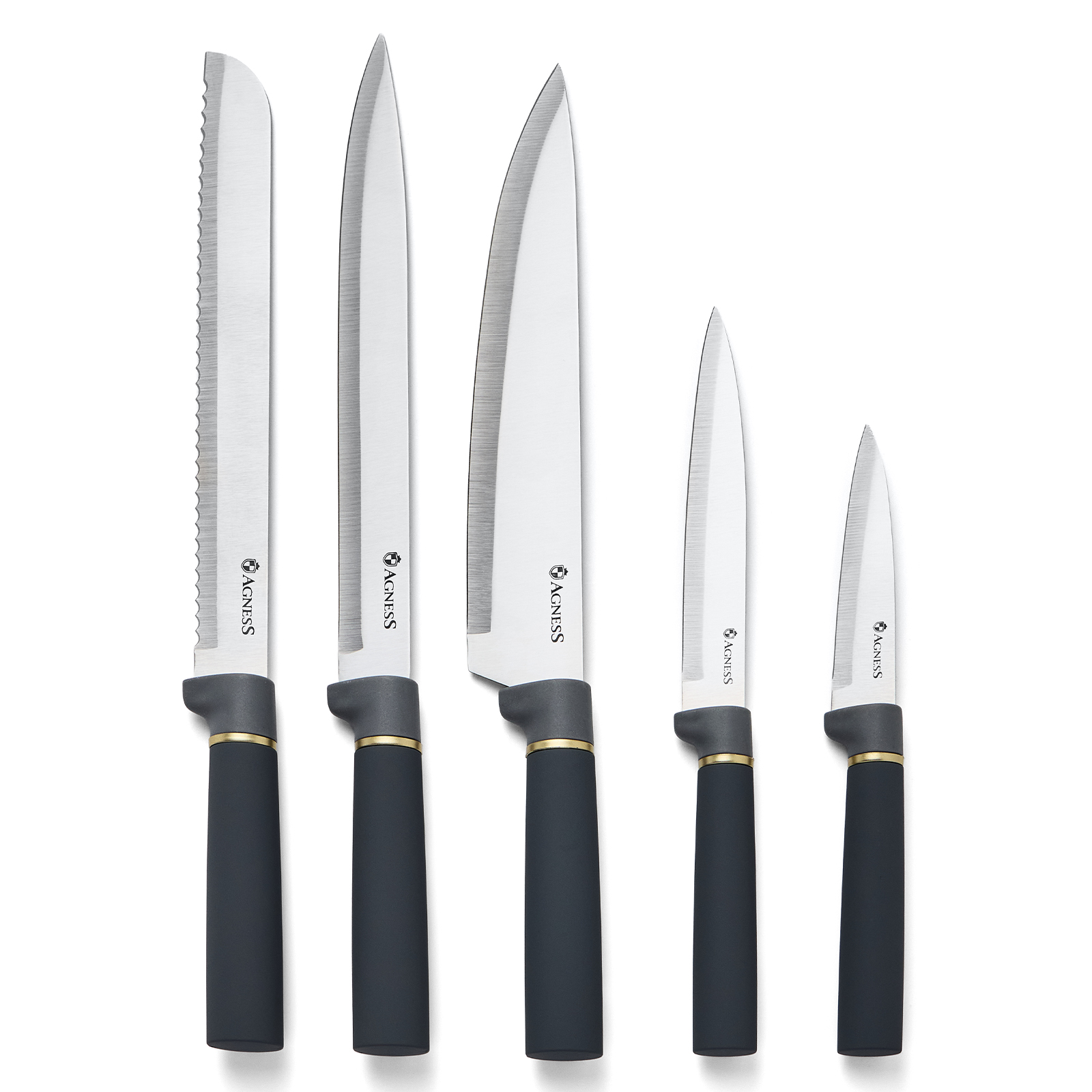 НАБОР AGNESS ИЗ 11ПР: 5 НОЖЕЙ,ПОДСТАВКА,ПОЛОВНИК,ЛОЖКА,ЛОПАТКА,ШУМОВКА,ЛОЖКА ДЛЯ СПАГЕТТИ