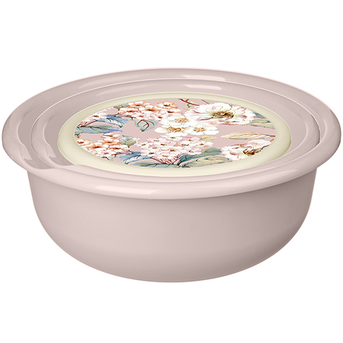 Комплект мисок Homver Modena 221160427/06, 1.2 л, 2.1 л, 3.2 л, с крышками, с декором, бежевый, 3 шт