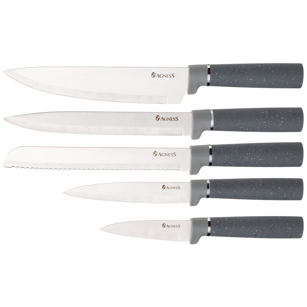 НАБОР ИЗ 12ПР: 5 НОЖЕЙ, ДОСКА, ПОДСТАВКА, ПОЛОВНИК, ЛОЖКА, ЛОПАТКА, ШУМОВКА, ЛОЖКА AGNESS ЦВЕТ  AGNE