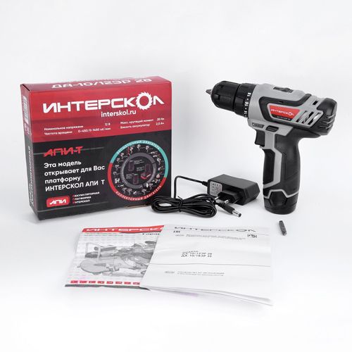 Дрель аккумуляторная ДА 10/12ЭР 28 (Li-ion, 2 акк, 2.0Ач, ЗУ, экокейс, Интерскол)