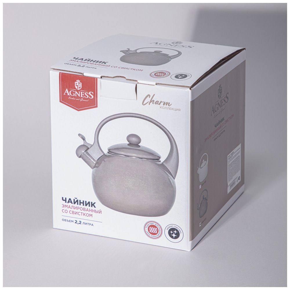 ЧАЙНИК AGNESS ЭМАЛИРОВАННЫЙ СО СВИСТКОМ СЕРИЯ, CHARM,  2, 2Л