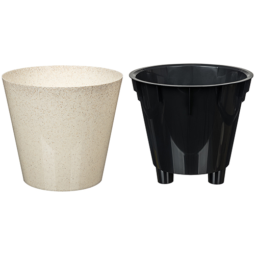 Горшок для цветов 5 л Pepper 221606625/01, 230 мм, с дренажной вставкой, светло-бежевый