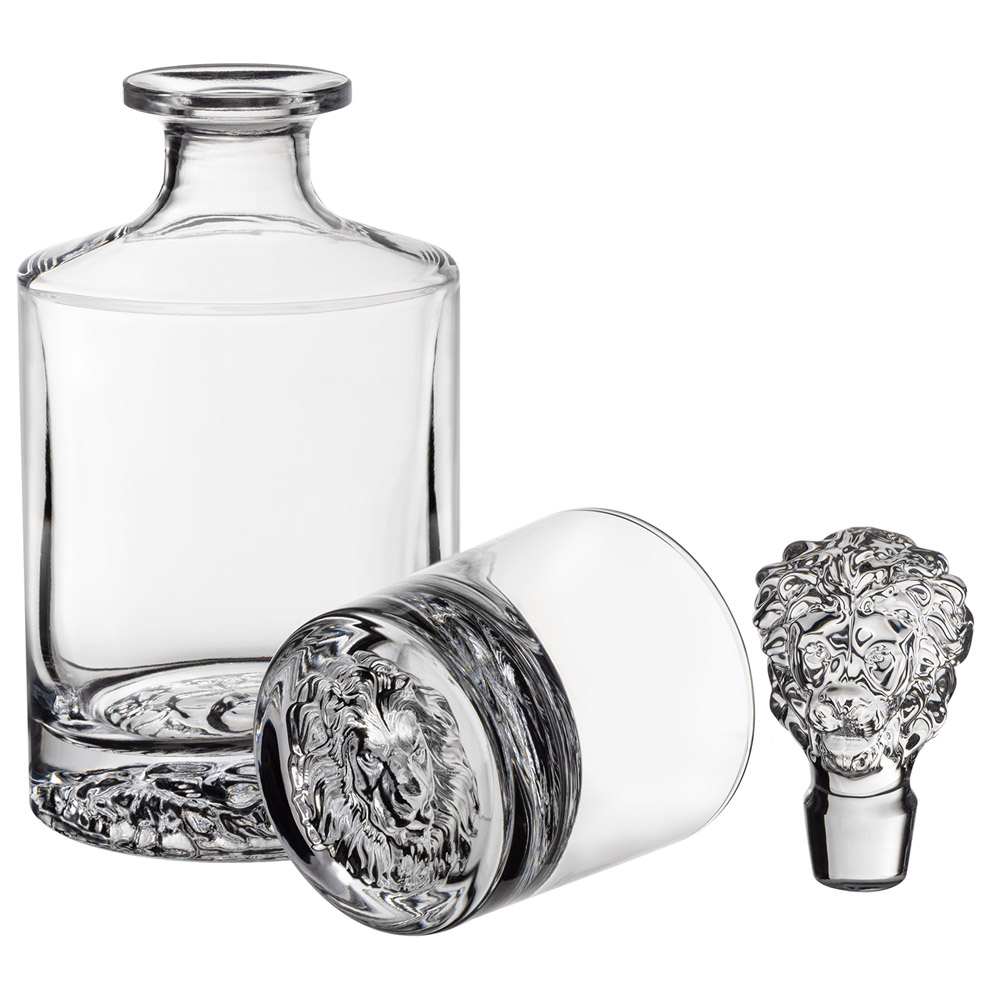 НАБОР ДЛЯ ВИСКИ, LION, : ШТОФ + ДВА СТАКАНА, 850 МЛ/310 МЛ