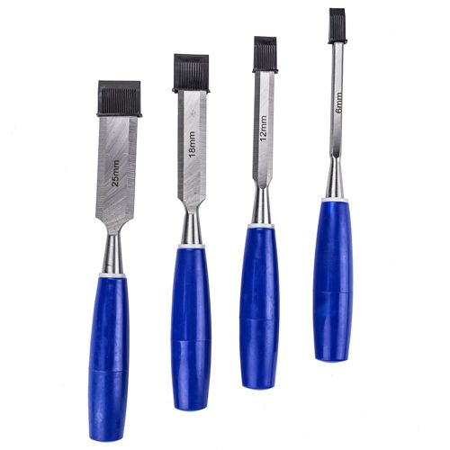 Стамеска 6мм, 12мм, 18мм, 25 мм, набор 4шт пласт. ручка, 1/36