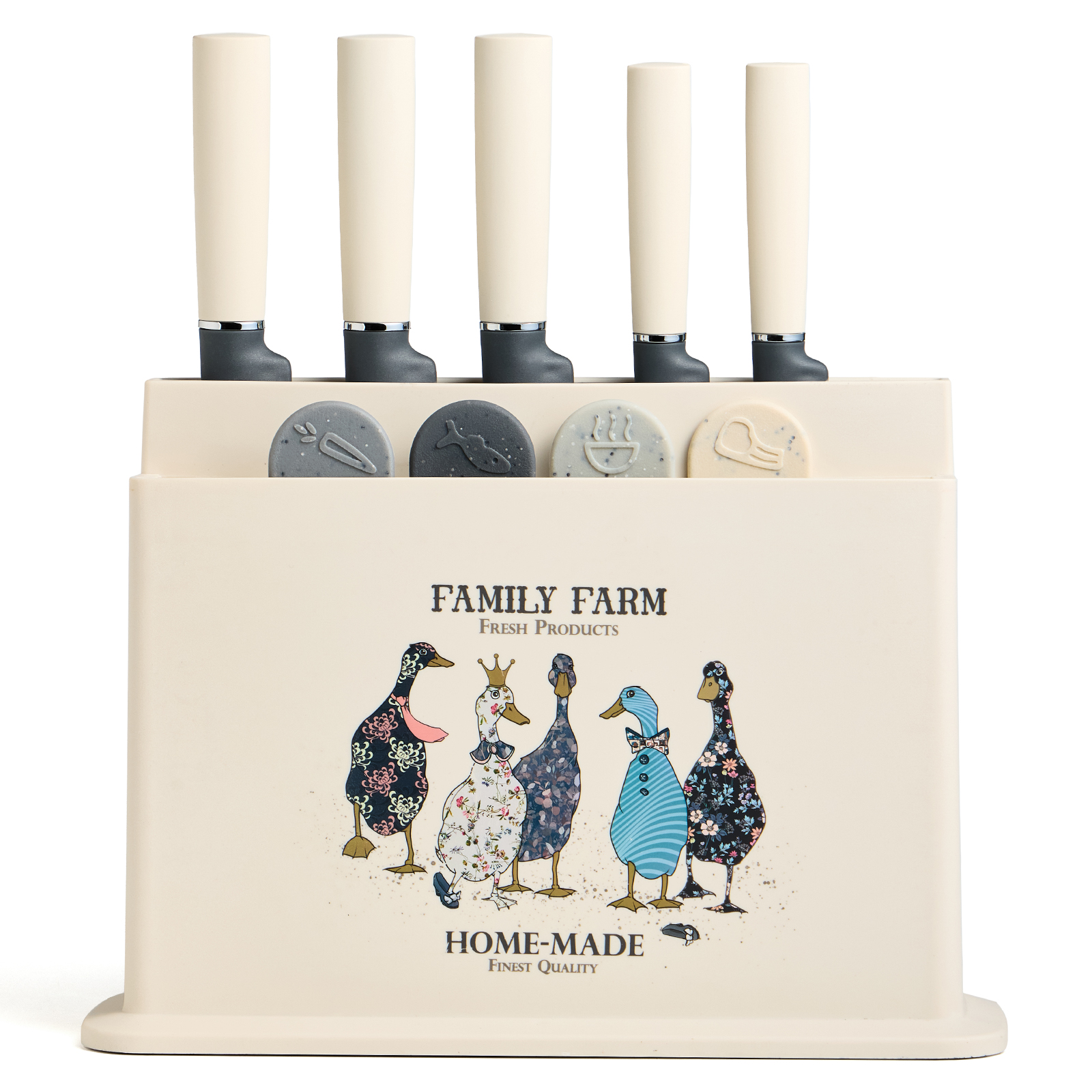 НАБОР AGNESS ИЗ 10ПР: 5 НОЖЕЙ, 4 ДОСКИ И ПОДСТАВКА, СЕРИЯ, FAMILY FARM,