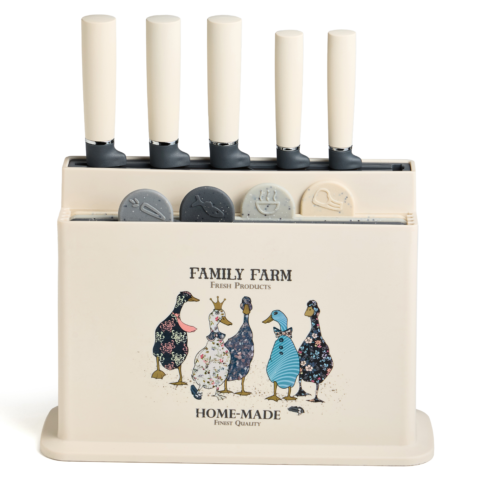 НАБОР AGNESS ИЗ 10ПР: 5 НОЖЕЙ, 4 ДОСКИ И ПОДСТАВКА, СЕРИЯ, FAMILY FARM,