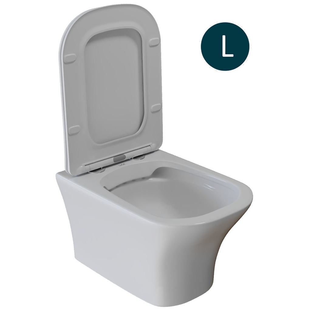 Унитаз подвесной безободковый WAVE CITY сид. дюропласт, м/л, быстр, БЕЛЫЙ глянец, L