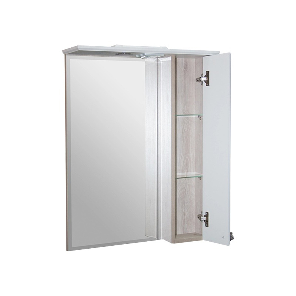 Зеркальный шкаф, ВЕРСАЛЬ-55, белое дерево правый с подсветкой, ПВХ