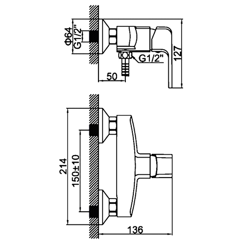 Смеситель с гигиеническим душем LEDEME 5244 настенн. с гиген. душем, 1/10