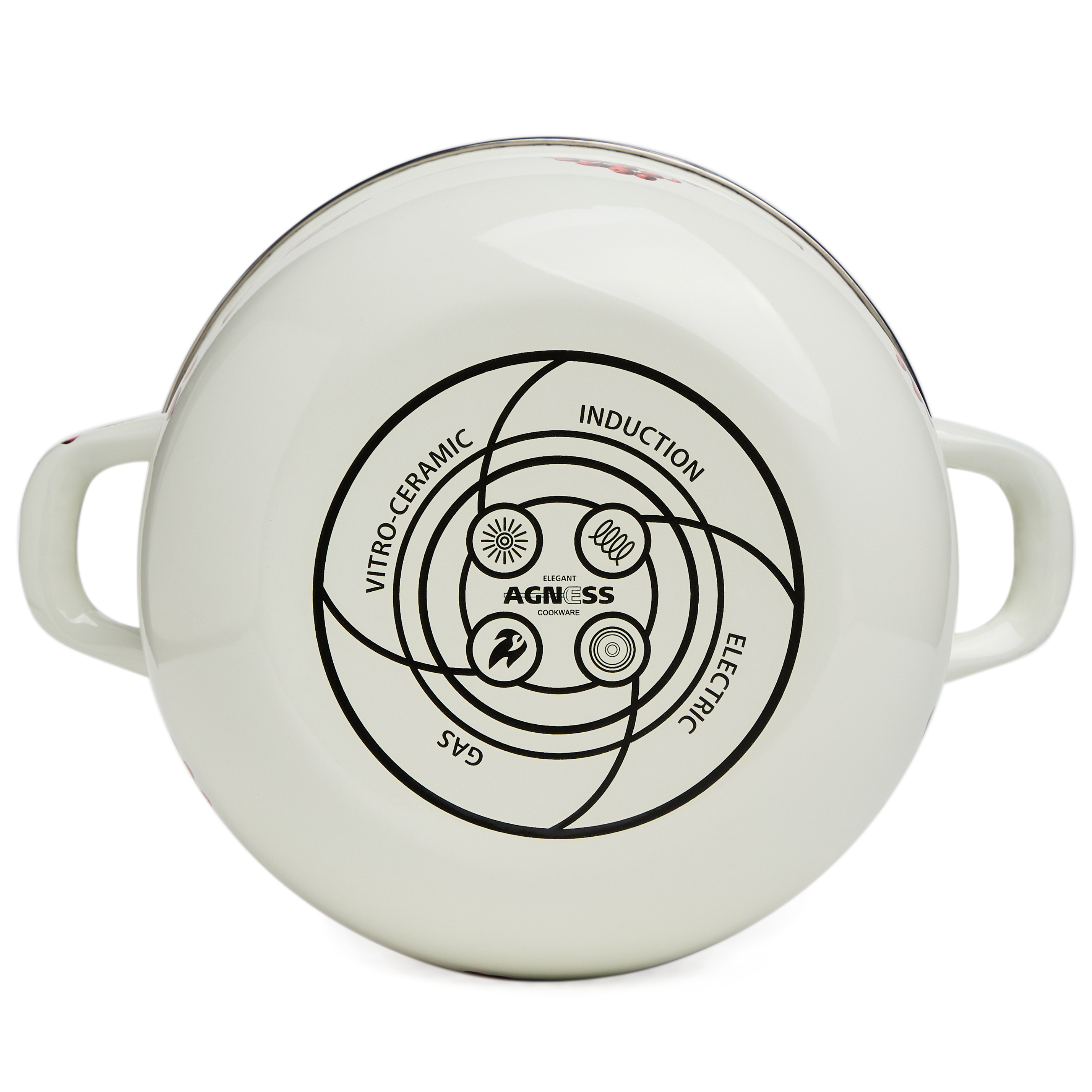 КАСТРЮЛЯ AGNESS ЭМАЛИРОВАННАЯ С ЭМАЛ.КРЫШКОЙ СЕРИЯ "СНЕГИРИ", 2.8 Л, 20*12 СМ