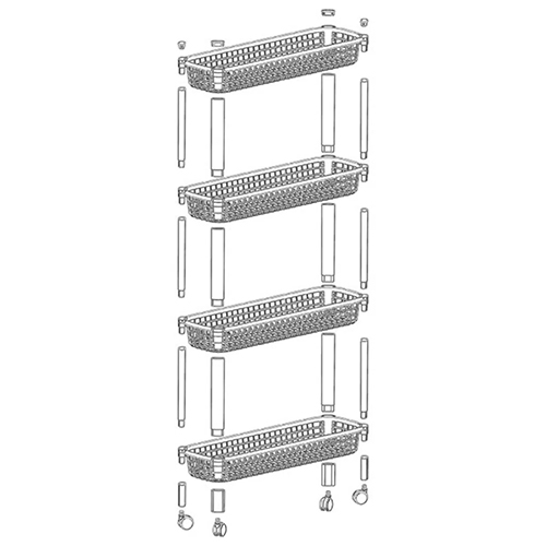 Полка универсальная узкая на колесах, 4 секции, белый, 1/3