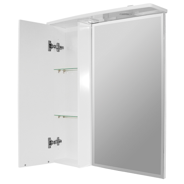 Зеркальный шкаф, КАССИОПЕЯ, левый с подсветкой, ПВХ