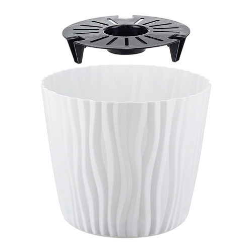 Горшок для цветов Волна d-250мм 8л с вкладышем, белый, 1/8
