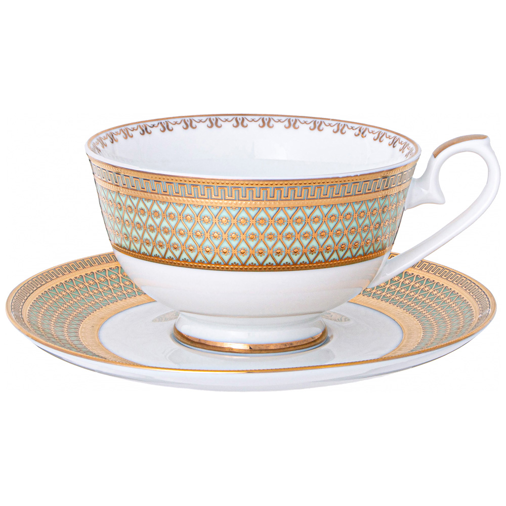 ЧАЙНЫЙ СЕРВИЗ LEFARD, ЗОЛОТАЯ СЕТКА, HА 6 ПЕР. 14 ПР. МЯТНЫЙ, КОР=1НАБ.
