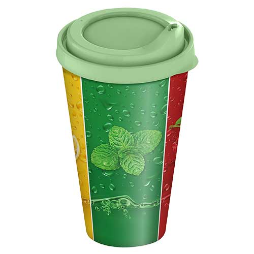 Стакан с крышкой 550 мл Homver 223112990/00, с декором Фрукты и лед, микс