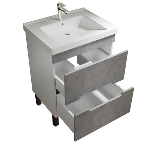 Тумба+Раковина Честер -60 Бетон под раковину Грэйс- 60, DREJA, ПВХ, 1/1