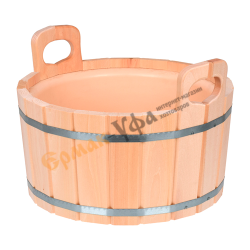 Ушат шайка 12л, с пластиковой вставкой, липа Банные штучки, 1/1