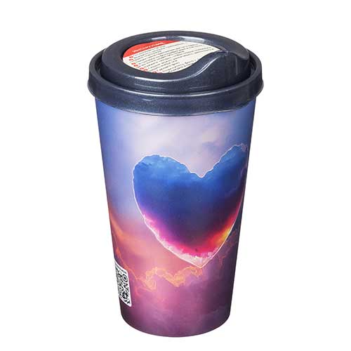 Стакан с крышкой 550 мл Homver 222123912/02, с декором, синий