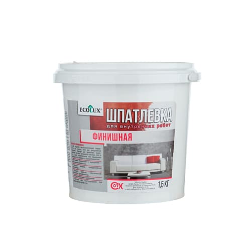 Шпатлёвка финишная 1,5 кг Еcolux, 6/6